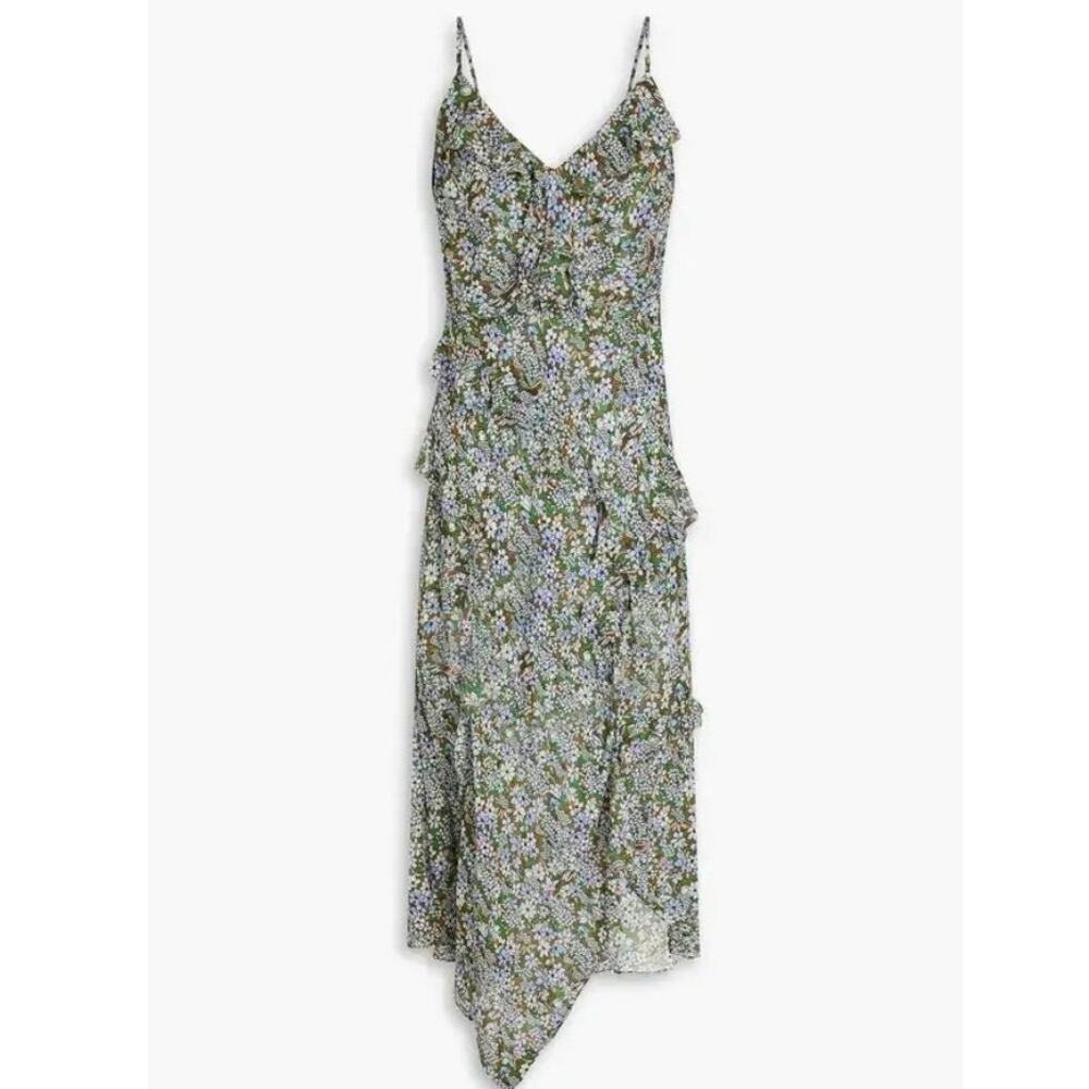 Veronica Beard Avenel Floral-Print Silk-Georgette Midi Dress Size 8